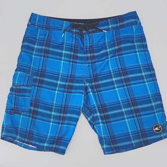 O'Neill Swim Oneill Board Shorts Blue Plaid Size 36 Poshmark